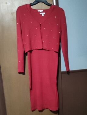 Cato Red Ribbed Knit Top - Medium